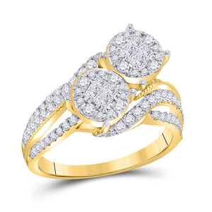 14kt Yellow Gold Womens Princess Diamond Cluster Bridal Wedding Engagement Ring 1.00 Cttw