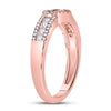 14kt Rose Gold Womens Round Diamond Triple Row Band Ring 1/2 Cttw