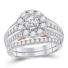 14kt Two-tone Gold Womens Round Diamond Bridal Wedding Engagement Ring Band Set 1-1/2 Cttw (Certified)