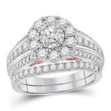 14kt Two-tone Gold Womens Round Diamond Bridal Wedding Engagement Ring Band Set 1-1/2 Cttw (Certified)