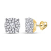 14kt Yellow Gold Womens Round Diamond Halo Solitaire Earrings 1-3/8 Cttw