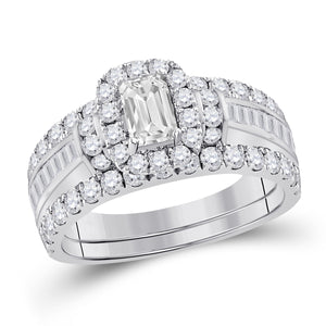 14kt White Gold Womens Emerald Diamond Solitaire Bridal Wedding Engagement Ring 2-1/2 Cttw (Certified)