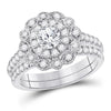 14kt White Gold Womens Round Diamond Bridal Wedding Engagement Ring Band Set 1-1/4 Cttw (Certified)
