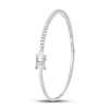 14kt White Gold Womens Round Diamond Classic Bangle Bracelet 1.00 Cttw