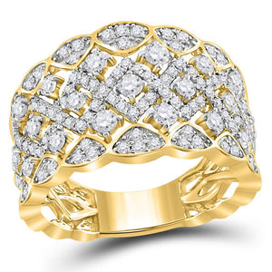 14kt Yellow Gold Womens Round Diamond Zigzag Band Ring 1-1/5 Cttw