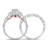 14kt Two-tone Gold Womens Round Diamond Bridal Wedding Engagement Ring Band Set 3/4 Cttw (Certified)