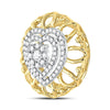 14kt Two-tone Gold Womens Round Diamond Filigree Heart Pendant 1/3 Cttw