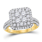 14kt Yellow Gold Womens Round Diamond Right Hand Cluster Ring 1-5/8 Cttw