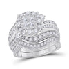 14kt White Gold Womens Princess Diamond Bridal Wedding Engagement Ring Band Set 2.00 Cttw