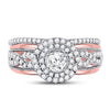 14kt Two-tone Gold Womens Round Diamond Bridal Wedding Engagement Ring Band Set 1.00 Cttw (Certified)