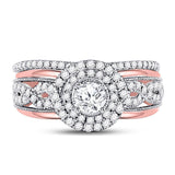 14kt Two-tone Gold Womens Round Diamond Bridal Wedding Engagement Ring Band Set 1.00 Cttw (Certified)