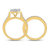 14kt Yellow Gold Womens Princess Diamond Bridal Wedding Engagement Ring Band Set 1-1/2 Cttw