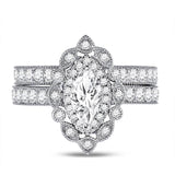 14kt White Gold Womens Marquise Diamond Bridal Wedding Engagement Ring Band Set 2.00 Cttw (Certified)