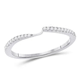 14kt White Gold Womens Round Diamond 2-stone Wedding Band 1/10 Cttw (Certified)