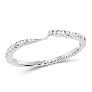 14kt White Gold Womens Round Diamond 2-stone Wedding Band 1/10 Cttw (Certified)