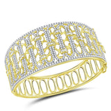 14kt Yellow Gold Womens Round Diamond Cocktail Bangle Bracelet 5.00 Cttw