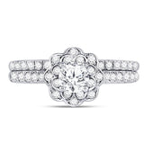 14kt White Gold Womens Round Diamond Bridal Wedding Engagement Ring Band Set 1.00 Cttw (Certified)
