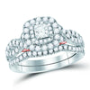 14kt Two-tone Gold Womens Princess Diamond Bridal Wedding Engagement Ring Band Set 1-1/4 Cttw (Certified)