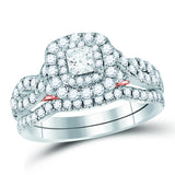 14kt Two-tone Gold Womens Princess Diamond Bridal Wedding Engagement Ring Band Set 1-1/4 Cttw (Certified)
