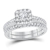 14kt White Gold Womens Princess Diamond Bridal Wedding Engagement Ring Band Set 1.00 Cttw (Certified)