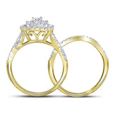 14kt Yellow Gold Womens Round Diamond Bridal Wedding Engagement Ring Band Set 1.00 Cttw (Certified)