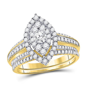14kt Yellow Gold Womens Round Diamond Bridal Wedding Engagement Ring Band Set 1.00 Cttw (Certified)