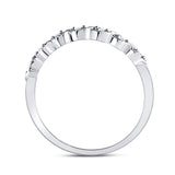 14kt White Gold Womens Round Diamond Classic Stackable Band Ring 1/20 Cttw