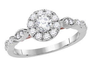 14kt Two-tone Gold Womens Round Diamond Solitaire Bridal Wedding Engagement Ring 3/4 Cttw (Certified)