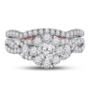 14kt White Gold Womens Round Diamond Bridal Wedding Engagement Ring Band Set 1-1/2 Cttw (Certified)