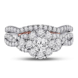 14kt White Gold Womens Round Diamond Bridal Wedding Engagement Ring Band Set 1-1/2 Cttw (Certified)