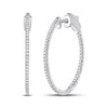 14kt White Gold Womens Round Diamond Inside-Outside Hoop Earrings 1/2 Cttw