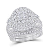 14kt White Gold Womens Princess Diamond Bridal Wedding Engagement Ring Band Set 2-3/4 Cttw