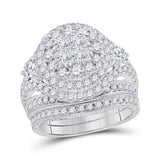 14kt White Gold Womens Princess Diamond Bridal Wedding Engagement Ring Band Set 2-3/4 Cttw