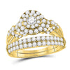 14kt Yellow Gold His & Hers Round Diamond Solitaire Matching Bridal Wedding Ring Band Set 1-1/2 Cttw