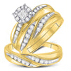 14kt Yellow Gold His Hers Princess Diamond Cluster Matching Bridal Wedding Ring Band Set 5/8 Cttw