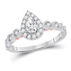 14kt Two-tone Gold Womens Pear Diamond Solitaire Bridal Wedding Engagement Ring 3/4 Cttw (Certified)