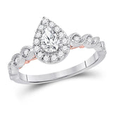 14kt Two-tone Gold Womens Pear Diamond Solitaire Bridal Wedding Engagement Ring 3/4 Cttw (Certified)